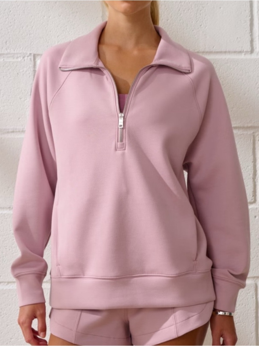A&F YPB your personal best Quarter-Zip Pullover Sweatshirt in Dusty Pink small